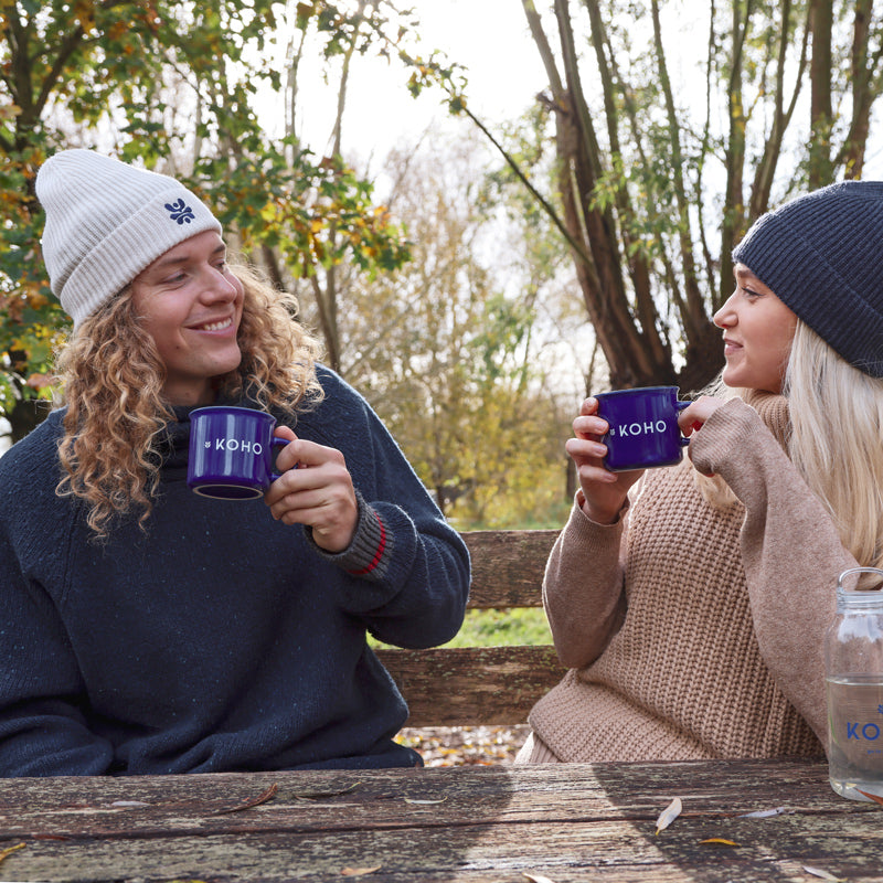 KOHO-Keramik-Tasse Blau gemeinsam trinken